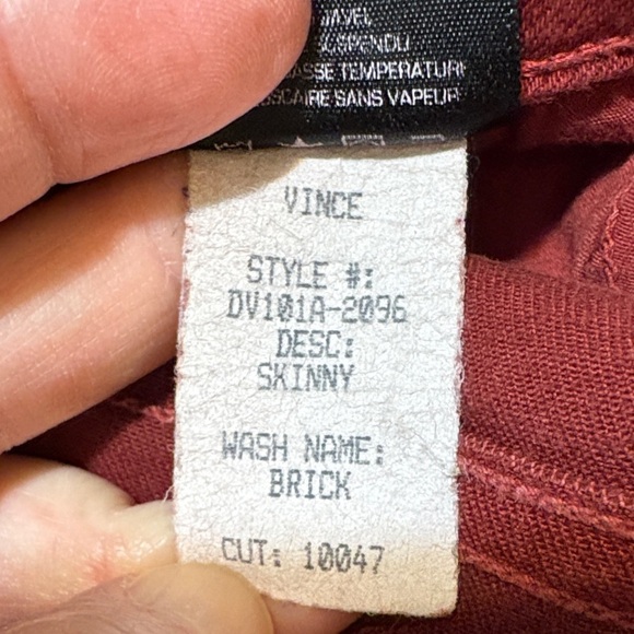 Vince. Maroon Women's Skinny Jeans Size 29 - Picture 12 of 16